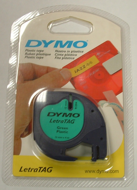 DYMO LETERATAG GREEN PLASTIC 12MM x 4MM 91204